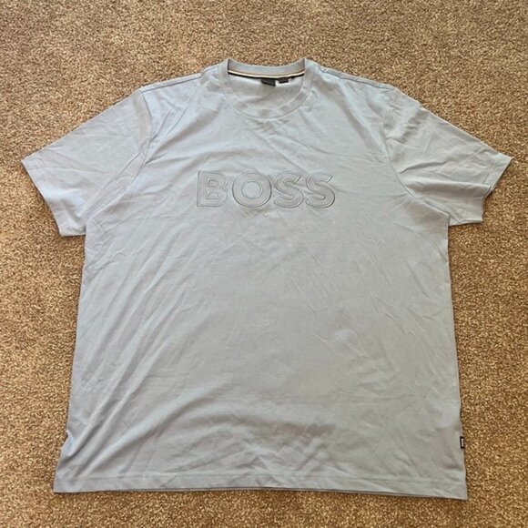 Hugo Boss Spellout T Shirt Mens 3XL Blue Monochromatic Designer Tee - Picture 1 of 9